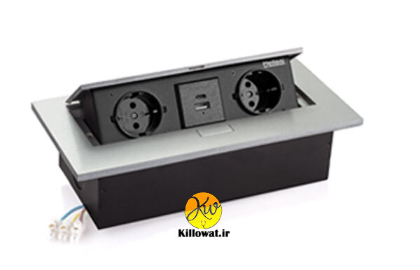  پریز کابینتی ملونی دو پریز برق دو سوکت USB یو اس بی - MELLONI - 10017 جدید لوکس 