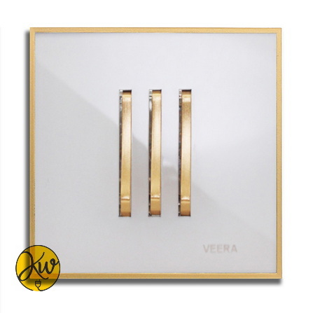 کلید سه پل ویرا مدل شهاب سفید با زه طلایی - ویرا الکتریک ایرانی لاکچری با کیفیت