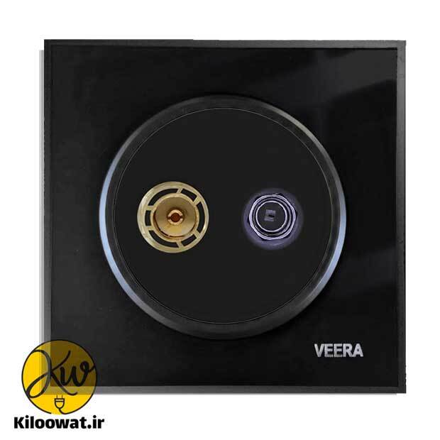 فیش آنتن مرکزی ویرا مدل آلفا گلس مشکی با زه طلایی کلاسیک - ویرا الکتریک لوکس دایره زیبا ایرانی