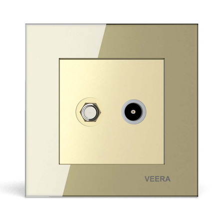 فیش آنتن مرکزی ویرا مدل کریستال بژ - آنتن ماهواره و آنتن معمولی - کلید پریز ایرانی ارزان و با کیفیت