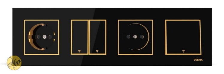 کادر چهار خانه ویرا مدل امگا مشکی طلایی مشکی - ویرا الکتریک