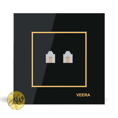 سوکت تلفن دو سوکت ویرا مدل امگا مشکی طلایی مشکی - ویرا الکتریک آیننه ای لاکچری شیک ایرانی قیمت مناسب