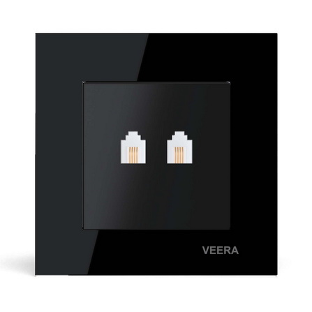 پریز تلفن دو سوکت ویرا مدل کریستال مشکی گلس ایرانی قیمت مناسب با کبفیت