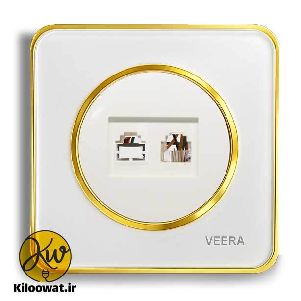 تلفن مدل آلفا گلس طلایی سفید لاکچری دایره زیبا براق آرک