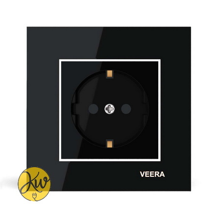 پریز ارت دار ویرا مدل امگا مشکی سفید مشکی - ویرا الکتریک قیمت مناسب براق ایرانی لاکچری