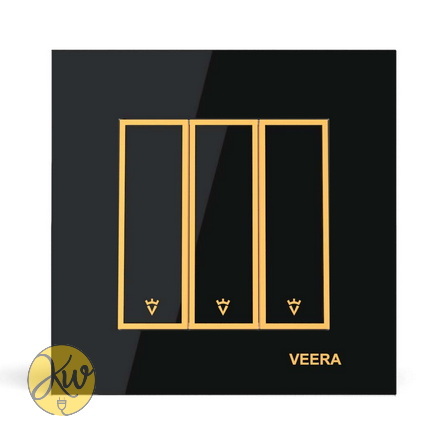 کلید سه پل ویرا مدل امگا مشکی طلایی مشکی - ویرا الکتریک آیننه ای جذاب براق ایرانی قیمت مناسب