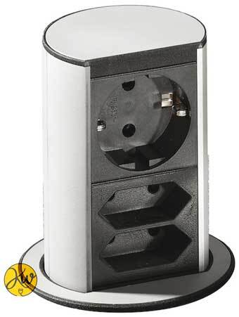 پریز توکار باخمن مدل ( ELEVATOR ) آسانسوری - یک سوکت برق بزرگ و دو سوکت برق کوچک - BACHMANN