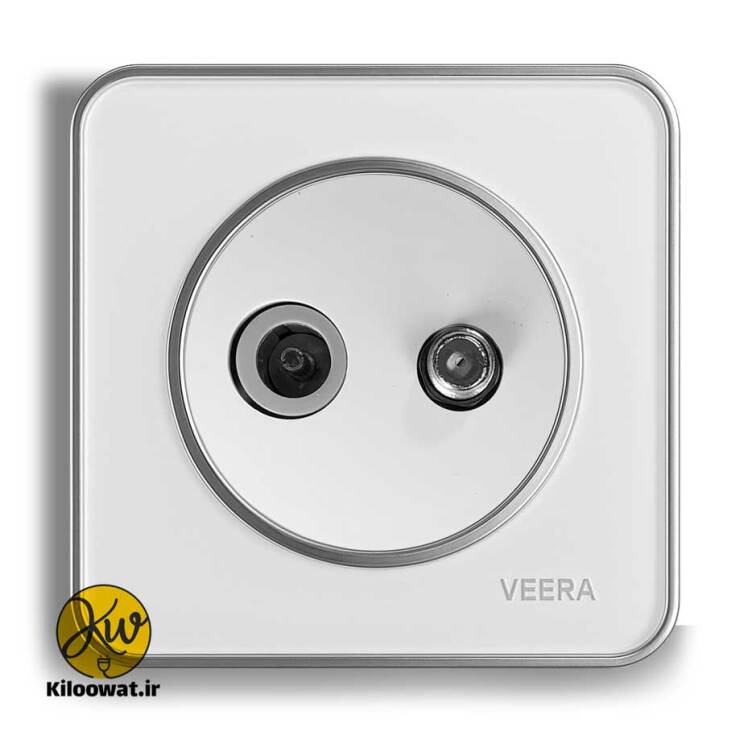 فیش آنتن مرکزی ویرا مدل آلفا گلس سفید با زه طلایی کلاسیک - ویرا الکتریک لوکس زیبا ایرانی