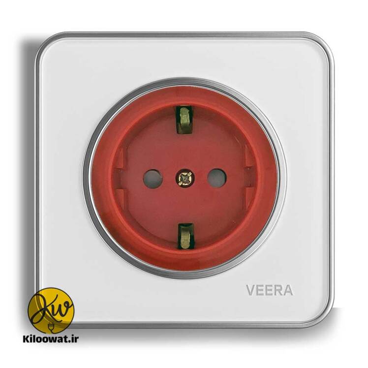 پریز یو پی اس UPS ویرا مدل آلفا گلس سفید با زه طلایی کلاسیک - ویرا الکتریک لوکس زیبا ایرانی