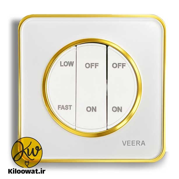 کلید کولر ویرا مدل آلفا گلس سفید طلایی کلاسیک - ویرا الکتریک آرک