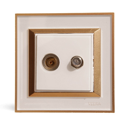 فیش آنتن مرکزی ویرا مدل ویرا پرو سفید با زه طلایی کلاسیک