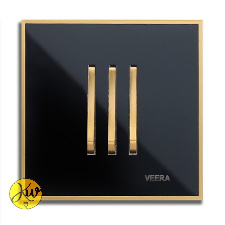 کلید سه پل ویرا مدل شهاب مشکی با زه طلایی - ویرا الکتریک لاکچری ایرانی با کیفیت براق جدید