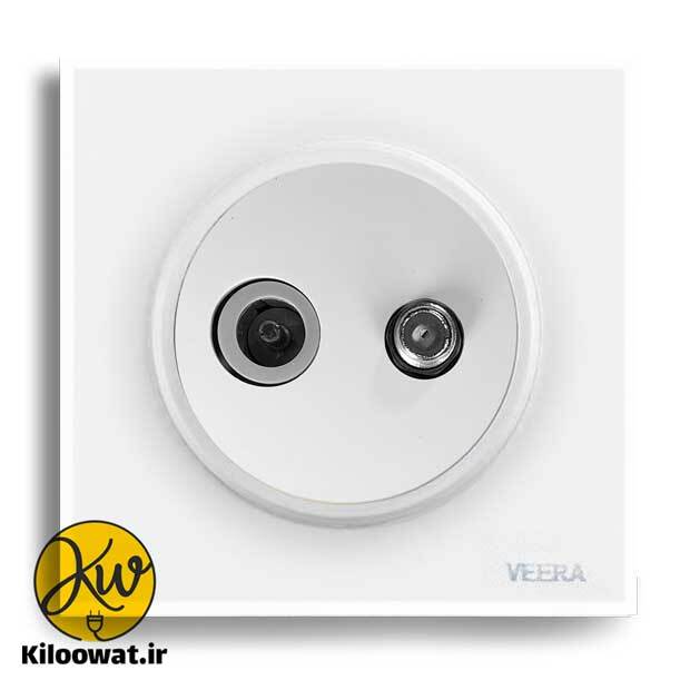 فیش آنتن مرکزی ویرا مدل آلفا گلس سفید با زه طلایی کلاسیک - ویرا الکتریک لوکس زیبا ایرانی