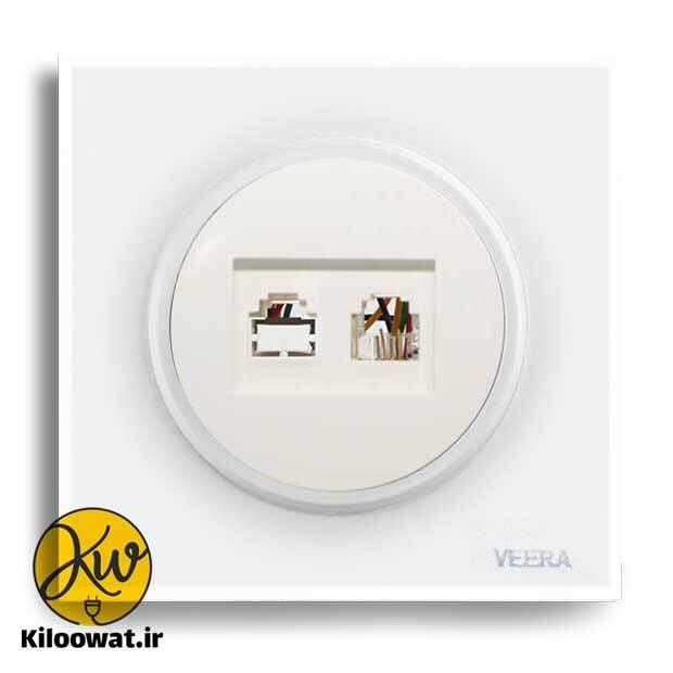 تلفن مدل آلفا گلس سفید لاکچری دایره زیبا براق 