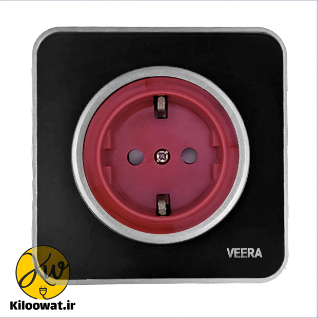 پریز یو پی اس UPS ویرا مدل آلفا گلس مشکی استیل کلاسیک - ویرا الکتریک لوکس زیبا ایرانی