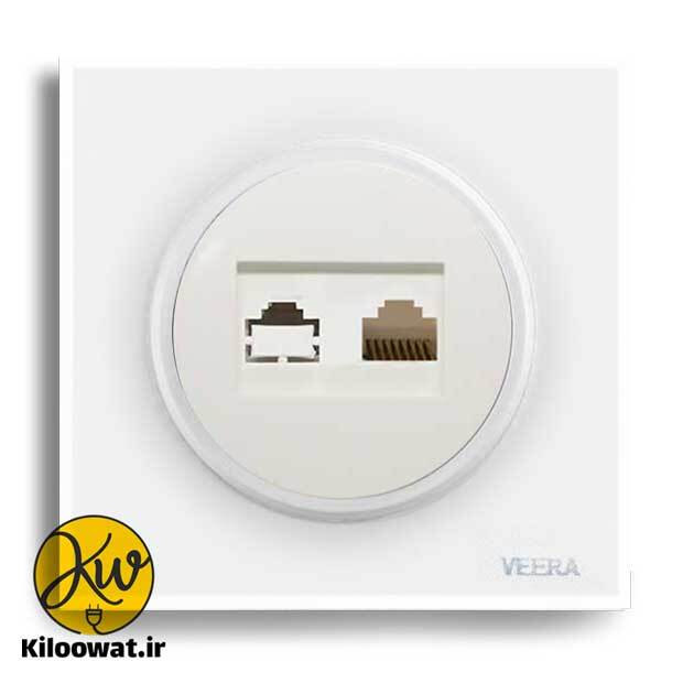 سوکت شبکه ویرا مدل آلفا گلس سفید کلاسیک - ویرا الکتریک زیبا دایره