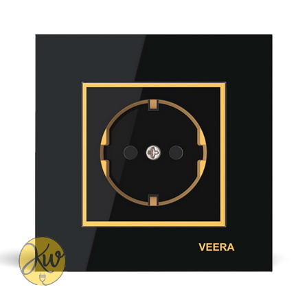 پریز ارت دار ویرا مدل امگا مشکی طلایی مشکی - ویرا الکتریک آیننه ای جذاب براق ایرانی قیمت مناسب