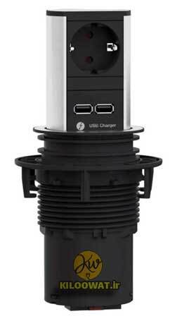  پریز توکار باخمن مدل ELEVATOR یک سوکت برق دو سوکت USB یو اس بی لاکچری زیبا کاربری بالا آلمانی 