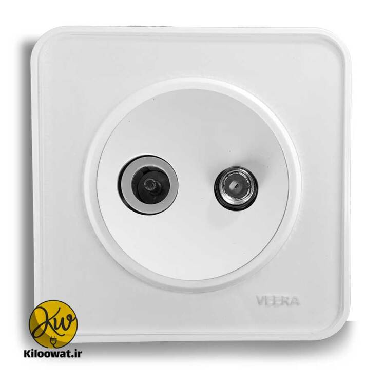 فیش آنتن مرکزی ویرا مدل آلفا گلس سفید با زه طلایی کلاسیک - ویرا الکتریک لوکس زیبا ایرانی