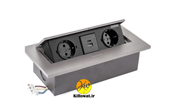  پریز کابینتی ملونی دو پریز برق دو سوکت USB یو اس بی - MELLONI - 10017 چین وارداتی 