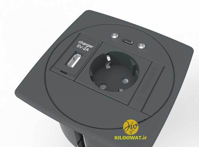 پریز کابینتی IBconnect مدل UNIT یونیت تک پریز و یو اس بی USB تایپ C و A باکیفیت اسپانیایی لاکچری جدید 