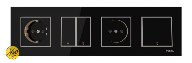 کادر چهار خانه ویرا مدل امگا مشکی نقره ای مشکی - ویرا الکتریک