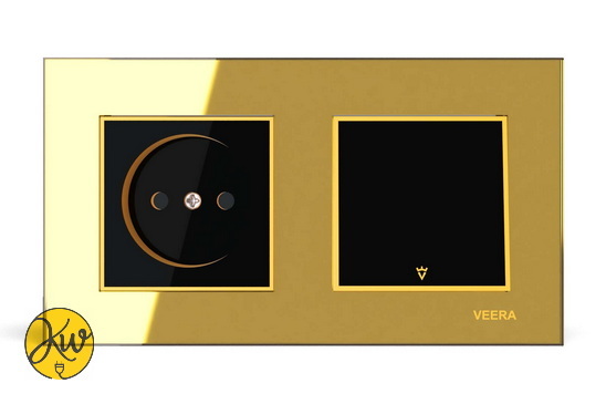 کادر دو خانه ویرا مدل امگا طلایی طلایی مشکی - ویرا الکتریک