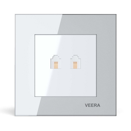 سوکت تلفن دو سوکت ویرا مدل کریستال سفید اقتصادی ارزان باکیفیت ایرانی براق