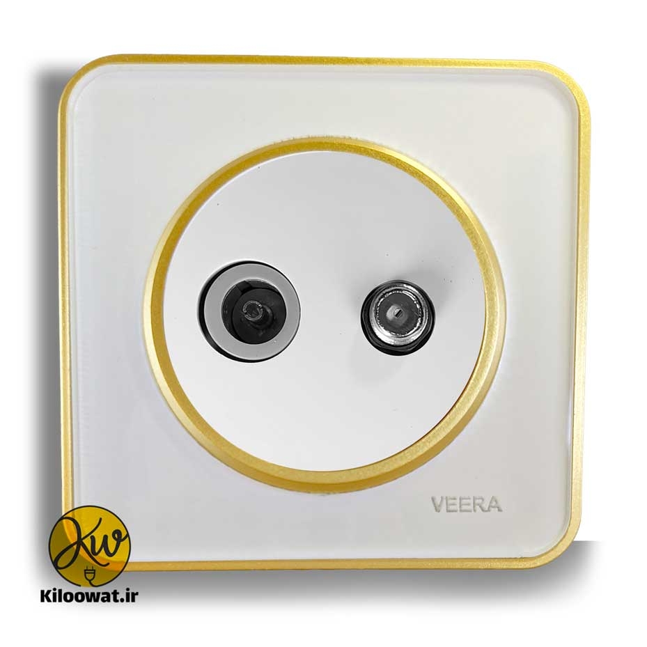  فیش آنتن مرکزی ویرا مدل آلفا گلس سفید با زه طلایی کلاسیک - ویرا الکتریک لوکس زیبا ایرانی 