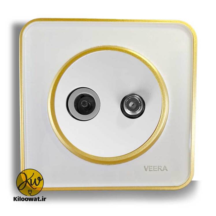 فیش آنتن مرکزی ویرا مدل آلفا گلس سفید با زه طلایی کلاسیک - ویرا الکتریک لوکس زیبا ایرانی