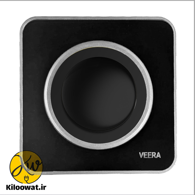 کلید دیمر ویرا مدل آلفا آرک گلس مشکی استیل جدید زیبا گرد arc