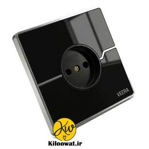 پریز ساده ویرا مدل T2 گلس مشکی