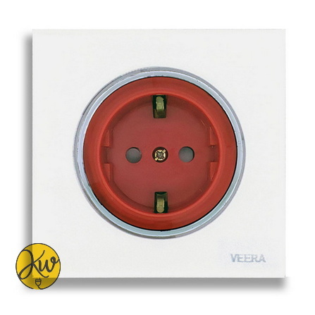 پریز یو پی اس ( UPS ) ویرا مدل آلفا گلس سفید با زه استیل اسپرت