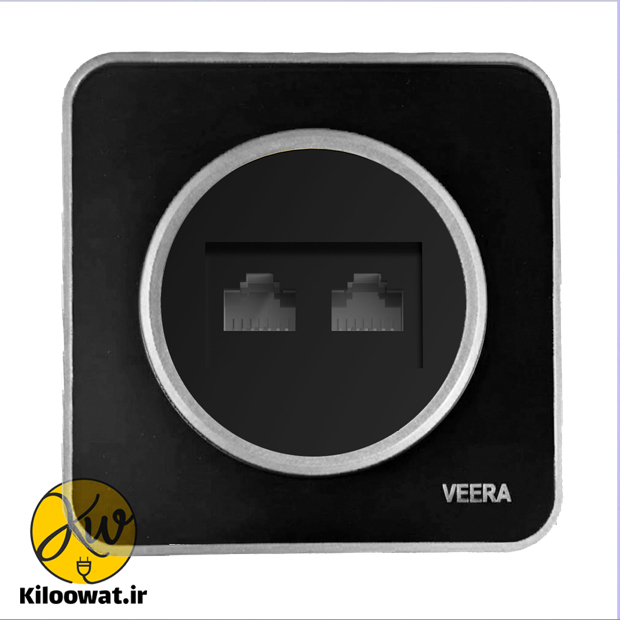 تلفن دو سوکت ویرا مدل آلفا مشکی استیل لاکچری دایره زیبا براق آرک