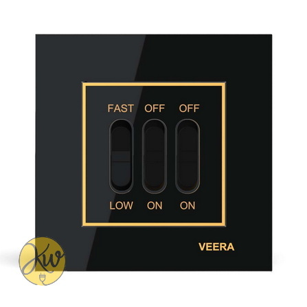 کلید کولر ویرا مدل امگا مشکی طلایی مشکی - ویرا الکتریک آیننه ای جذاب براق ایرانی قیمت مناسب