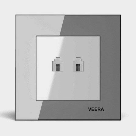 سوکت تلفن دو سوکت ویرا مدل کریستال نقره ای