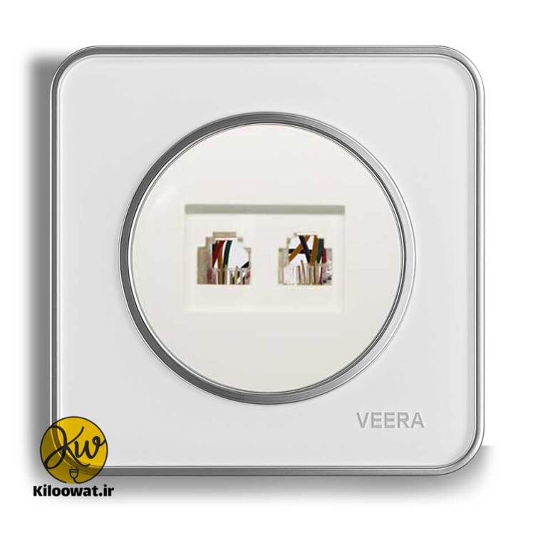 تلفن دو سوکت ویرا مدل آلفا گلس سفید لاکچری دایره زیبا براق آرک