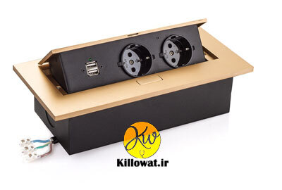 پریز کابینتی ملونی دو پریز برق دو سوکت USB یو اس بی - MELLONI - 10090 باکیفیت درجه یک طلایی