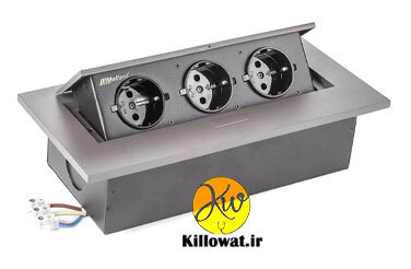  پریز کابینتی ملونی سه پریز برق - MELLONI - 10016 زیبا باکیفیت مدرن توکار درب دار 