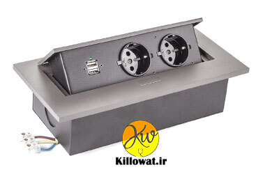 پریز کابینتی ملونی دو پریز برق دو سوکت USB یو اس بی - MELLONI - 10090 باکیفیت درجه یک