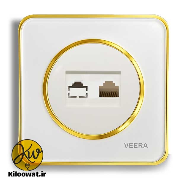 سوکت شبکه ویرا مدل آلفا گلس سفید طلایی کلاسیک - ویرا الکتریک زیبا دایره آرک