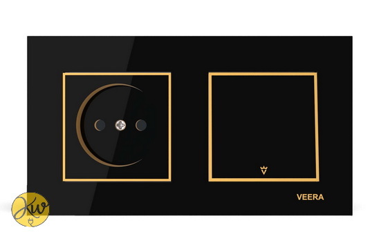 کادر دو خانه ویرا مدل امگا مشکی طلایی مشکی - ویرا الکتریک