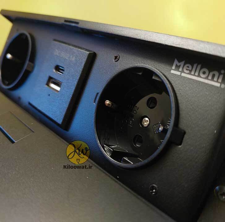 پریز کابینتی ملونی دو پریز برق دو سوکت USB یو اس بی - MELLONI - 10017 جدید لوکس