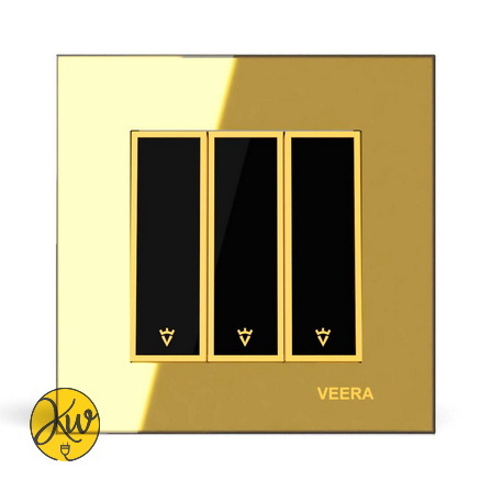 کلید سه پل ویرا مدل امگا طلایی طلایی مشکی - ویرا الکتریک براق ایرانی باکیفیت لاکچری
